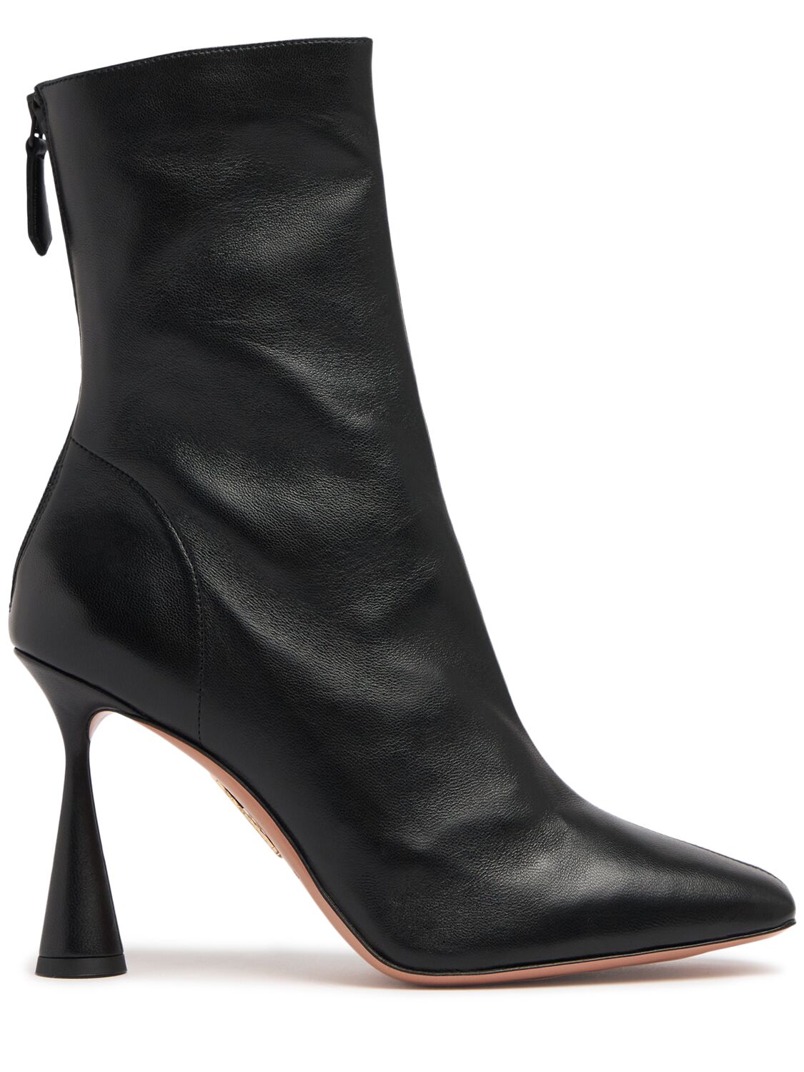 Shop Aquazzura 95mm Amore Leather Ankle Boots In 黑色