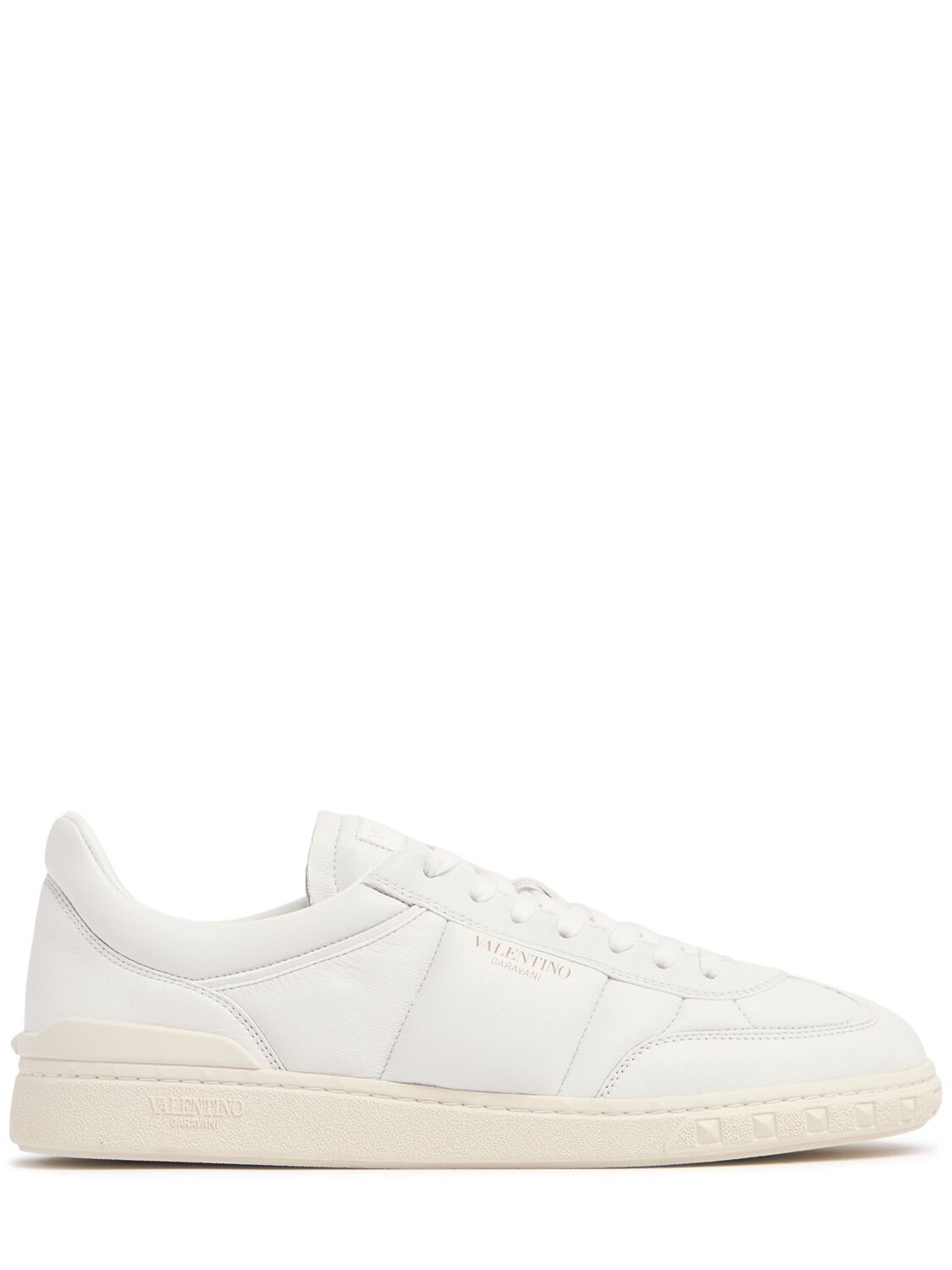 Shop Valentino Upvillage Padded Leather Low Sneakers In 白色