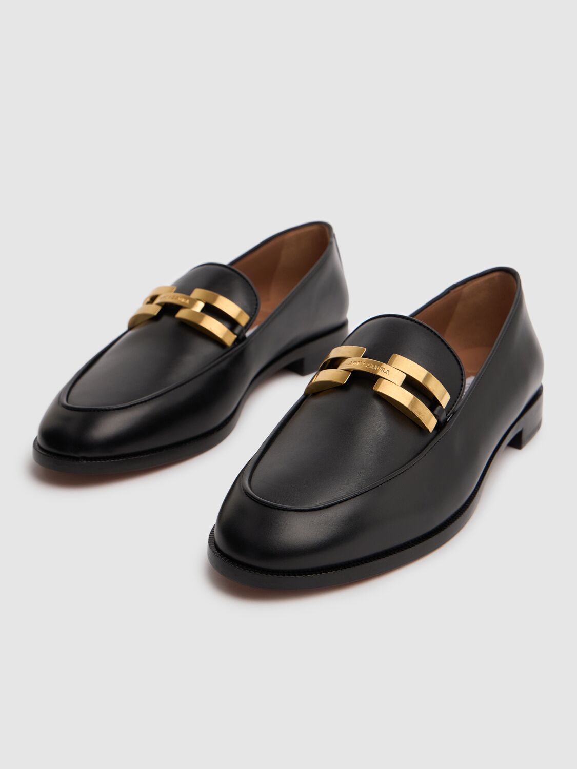 Shop Aquazzura 10mm Brandi Leather Loafers In Black