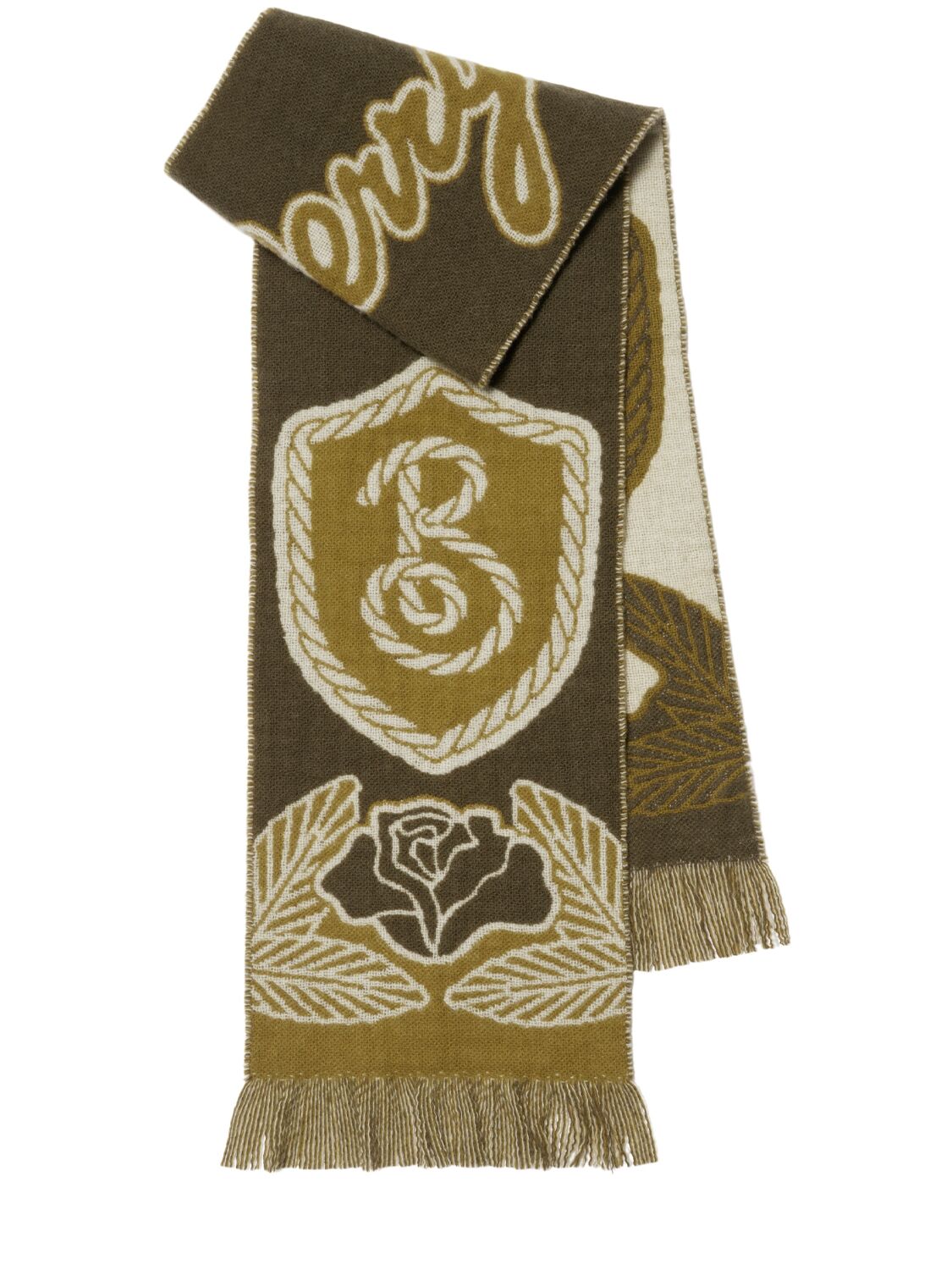 Burberry B Shield Graphic Wool Football Scarf In Loch