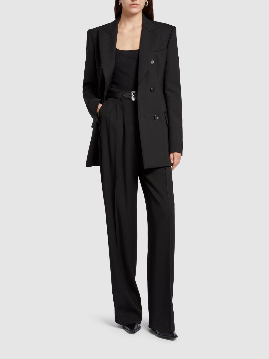 Sportmax Hello Pleated Viscose Wide Pants In Black