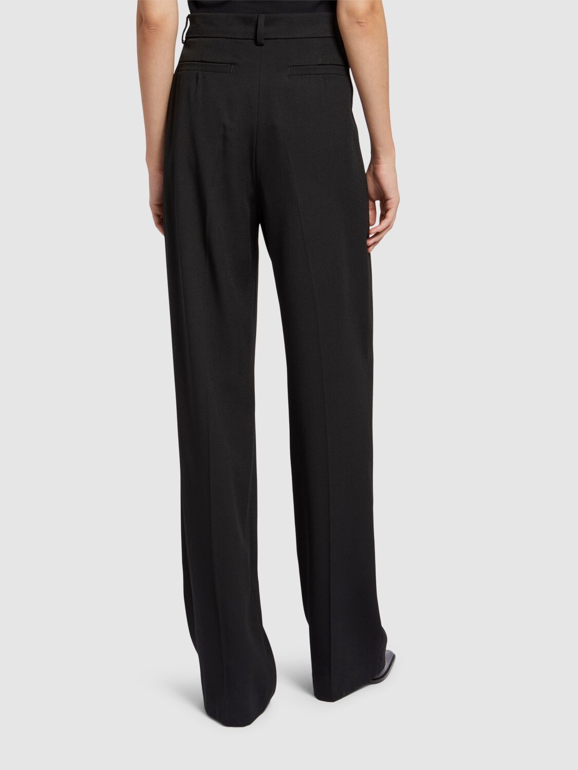 Sportmax Hello Pleated Viscose Wide Pants In Black