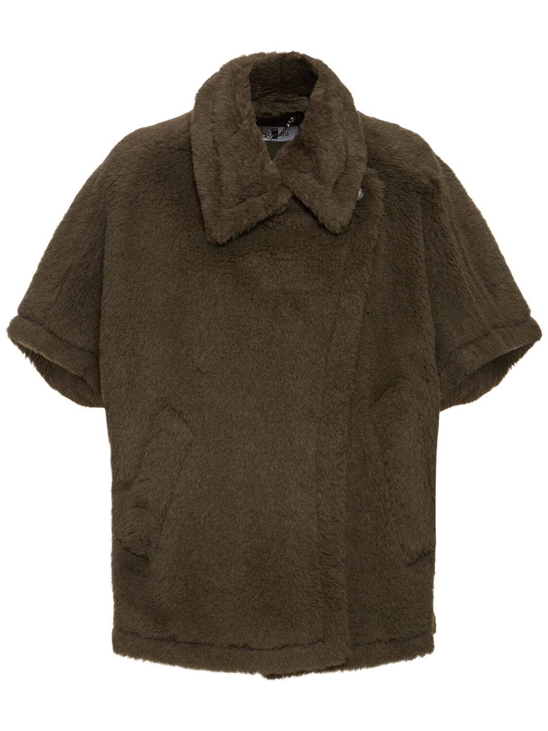 Max Mara Tebe1 Alpaca & Wool Blend Teddy Cape In Khaki