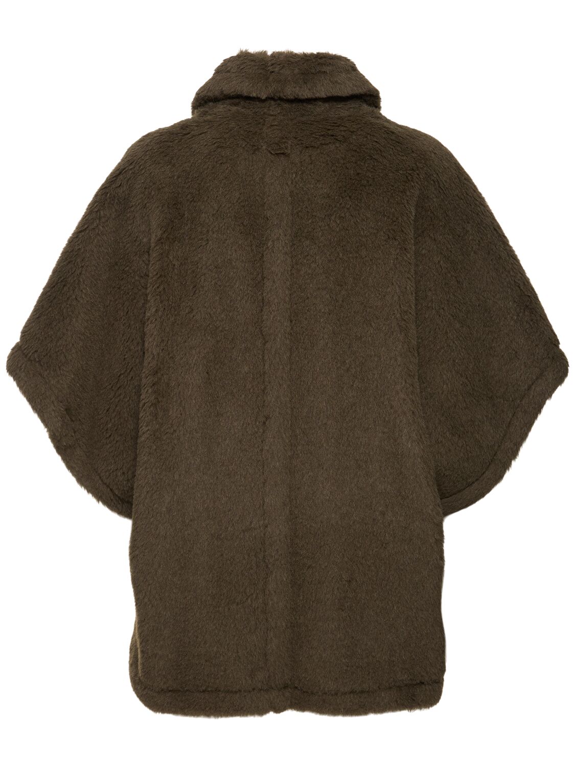 Shop Max Mara Tebe1 Alpaca & Wool Blend Teddy Cape In Khaki