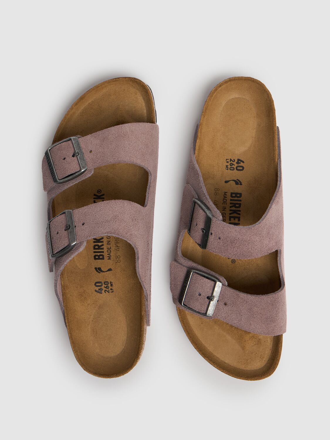 Shop Birkenstock Arizona Suede Sandals In Purple