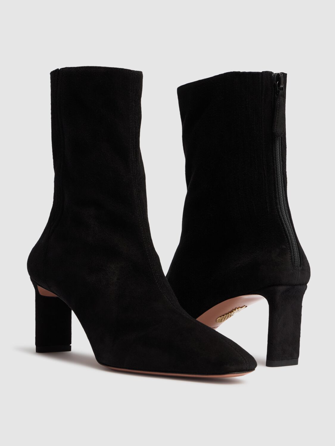 Shop Aquazzura 65mm Blade Suede Ankle Boots In Black