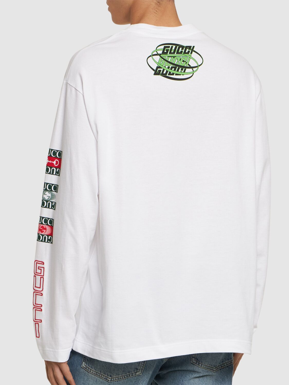 Shop Gucci Logo Heavy Cotton Jersey T-shirt In White