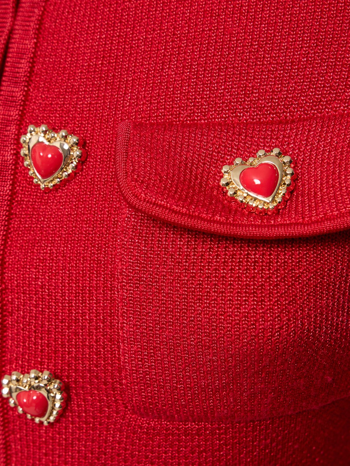 Shop Self-portrait Heart Buttoned Knit Ardigan In Red