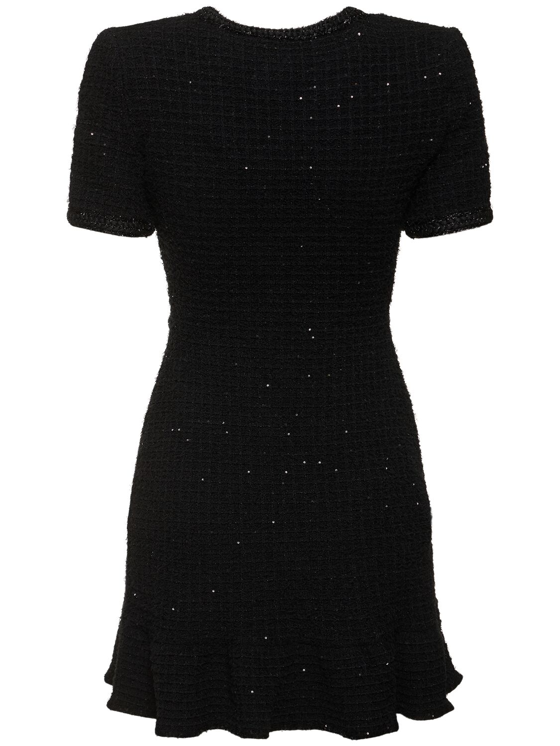 Shop Self-portrait Embellished Knit Mini Dress In Black