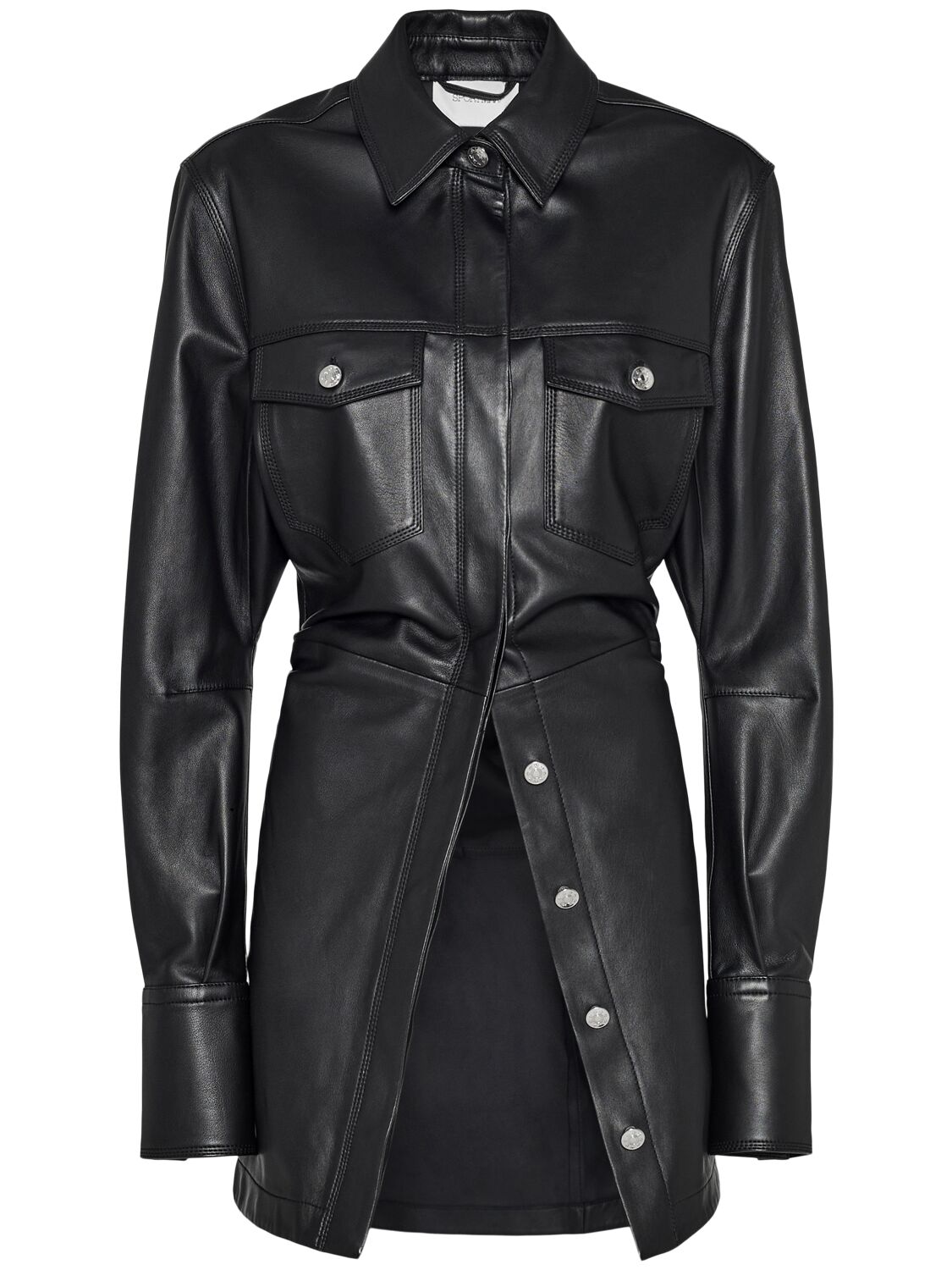 Tobia Leather Long Shirt Jacket