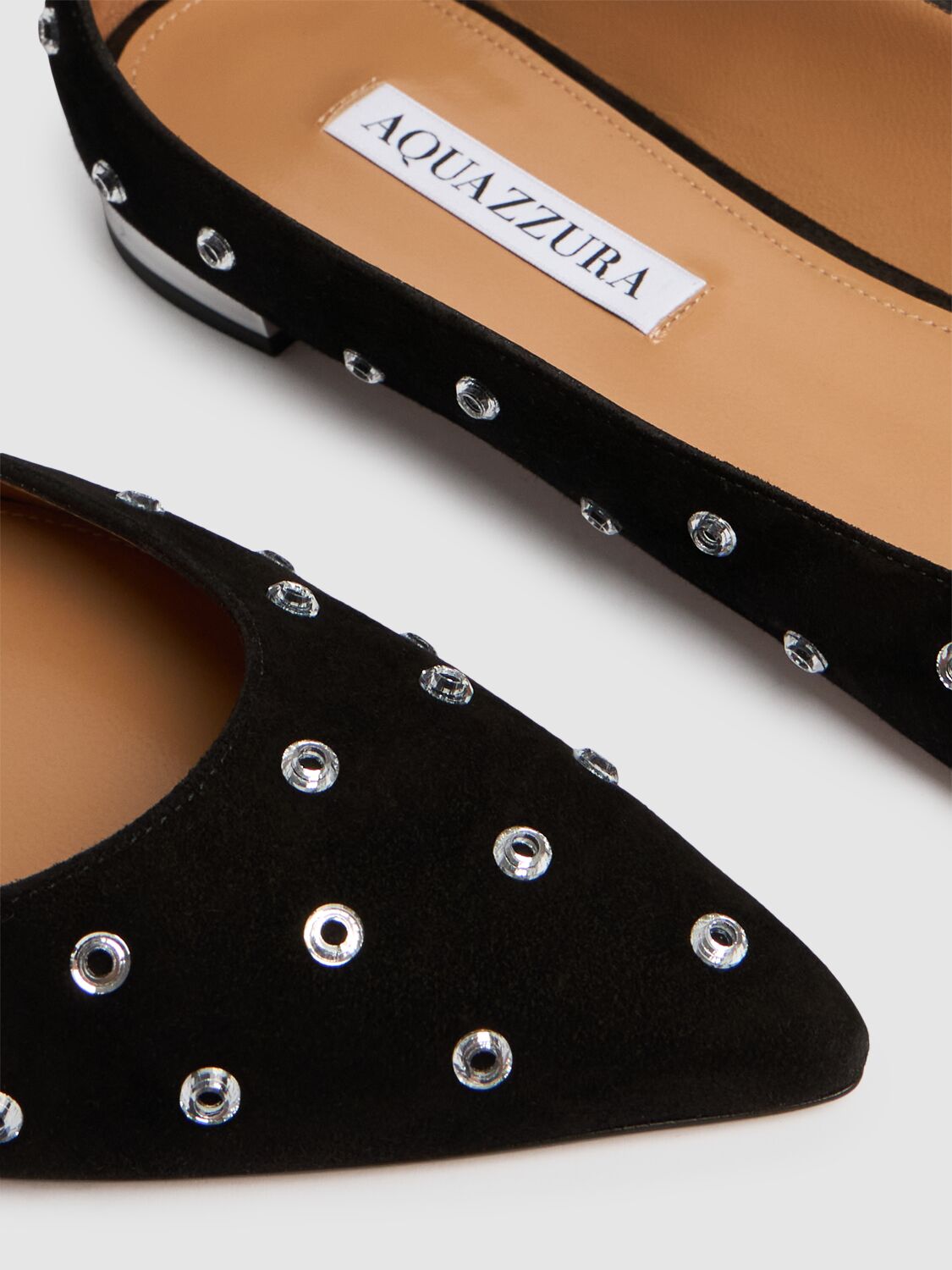 Aquazzura Pointed Flat Shoes In 黑色