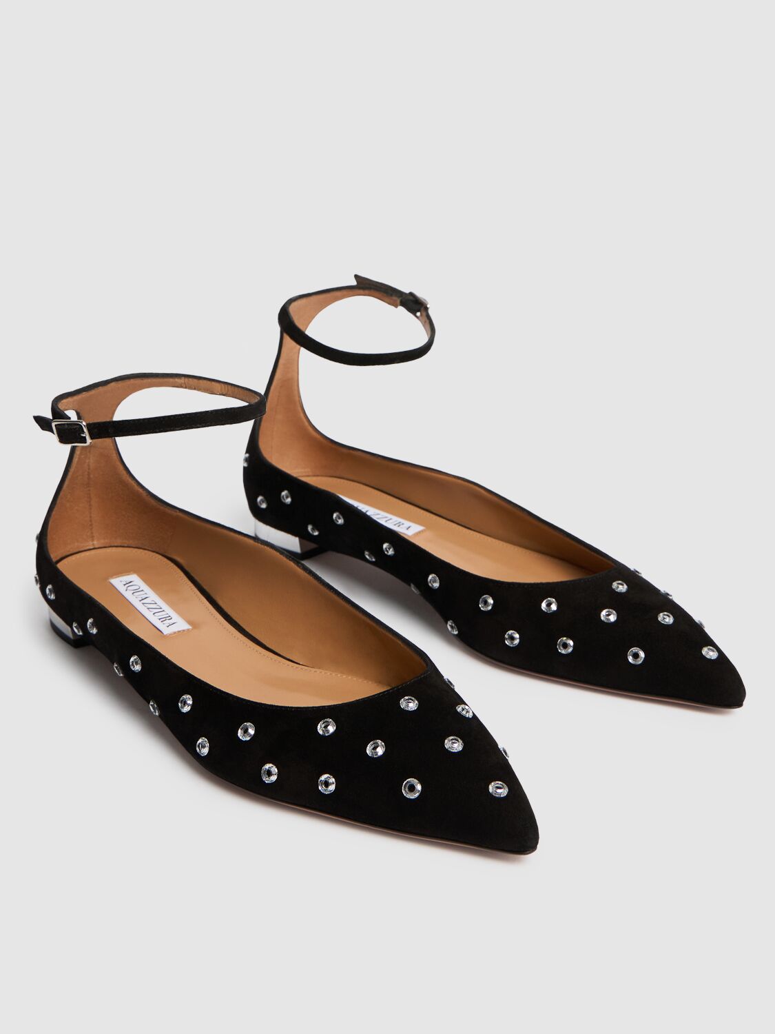 Aquazzura Pointed Flat Shoes In 黑色