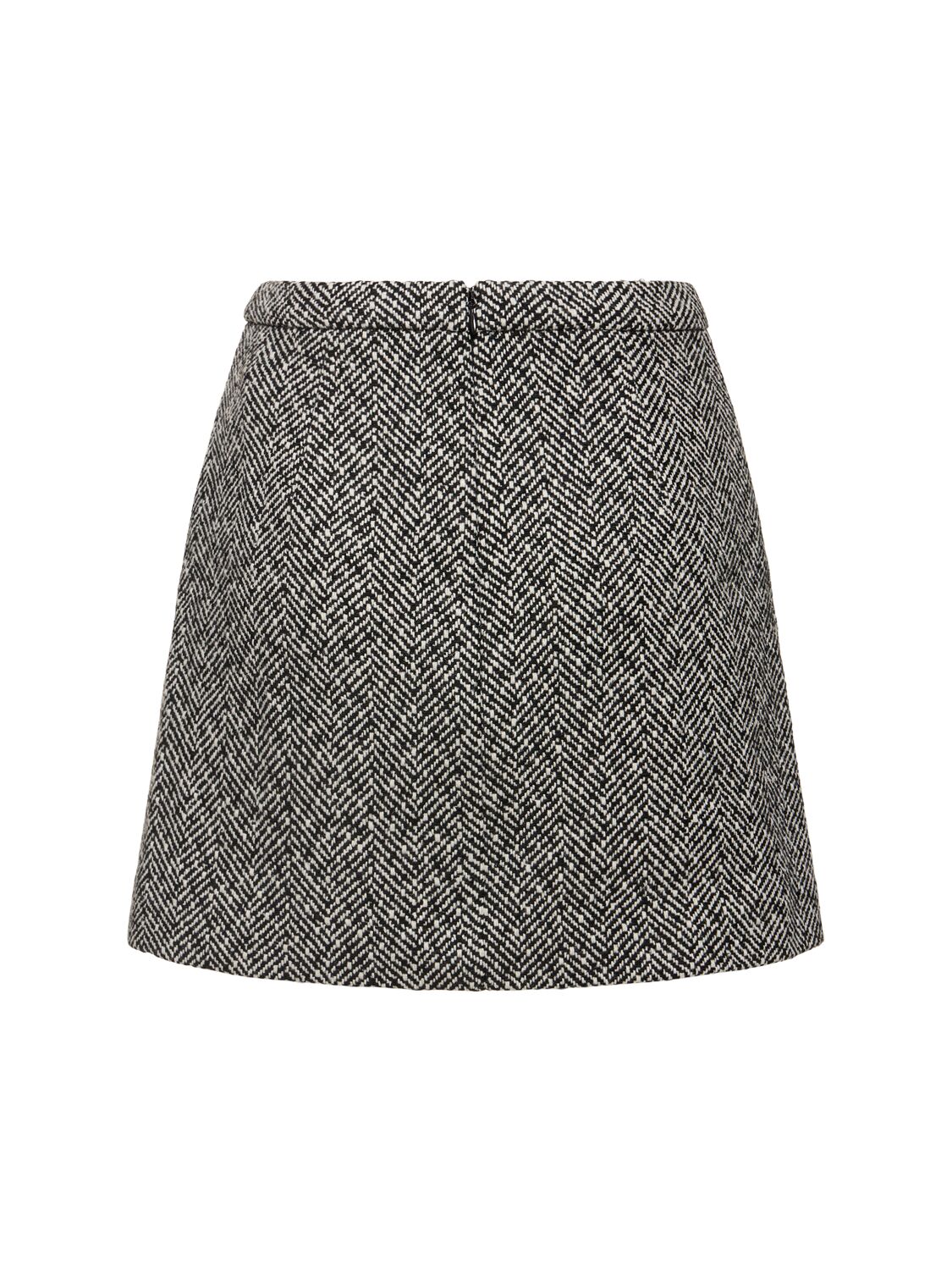 Shop Self-portrait Herringbone Mini Skirt In Black/white