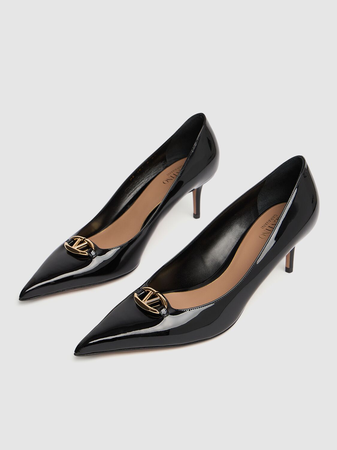 Shop Valentino 60mm Vlogo Patent Leather Pumps In 黑色