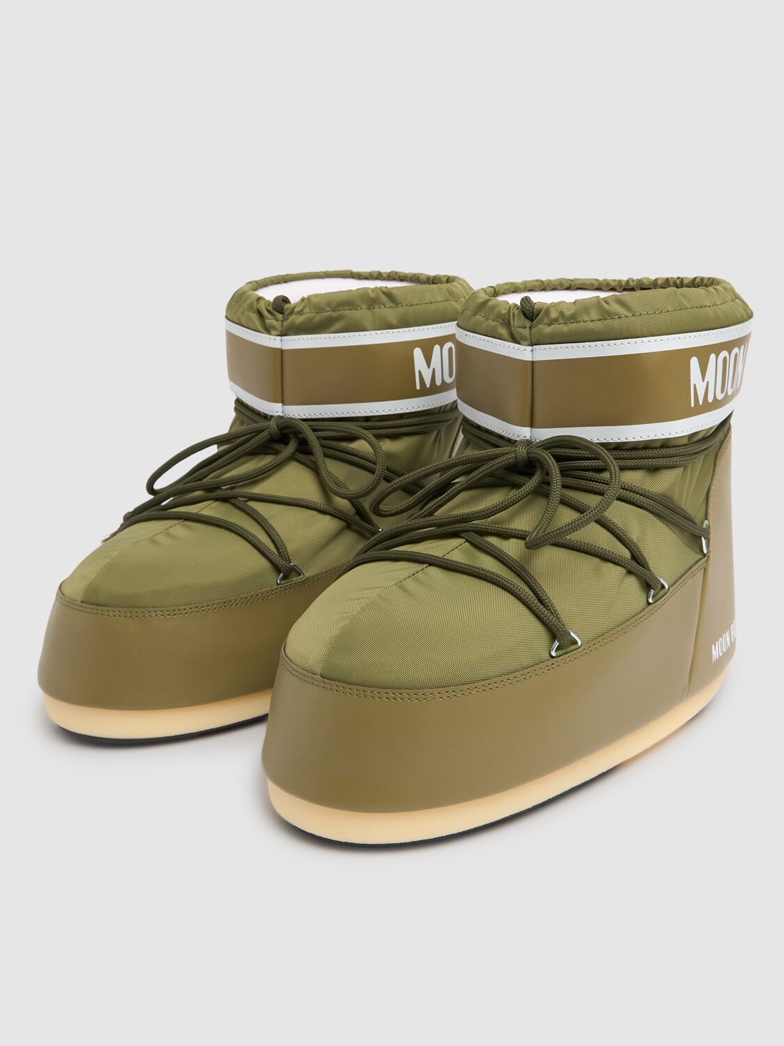 Shop Moon Boot Logo Waterproof Nylon Low S In Khaki