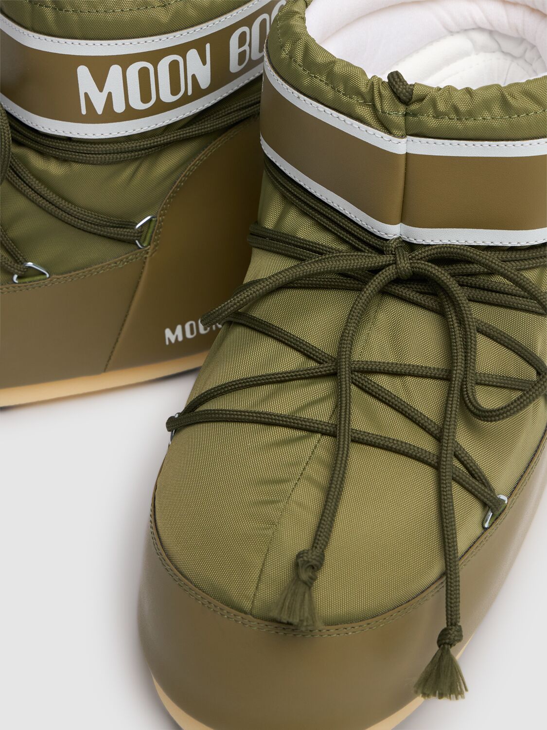 Shop Moon Boot Logo Waterproof Nylon Low S In Khaki