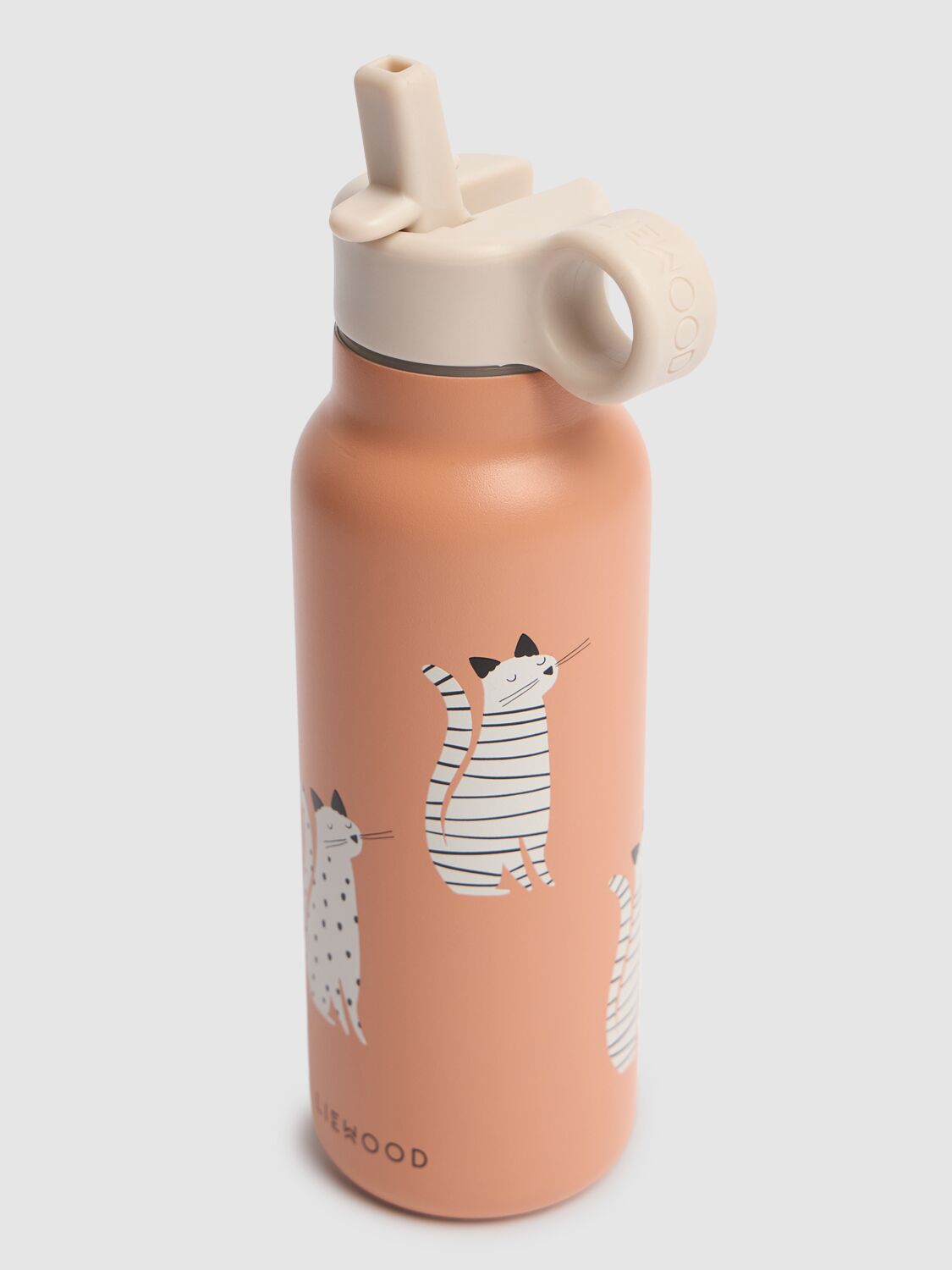 Shop Liewood 350ml Cat Falk Water Bottle In Pink