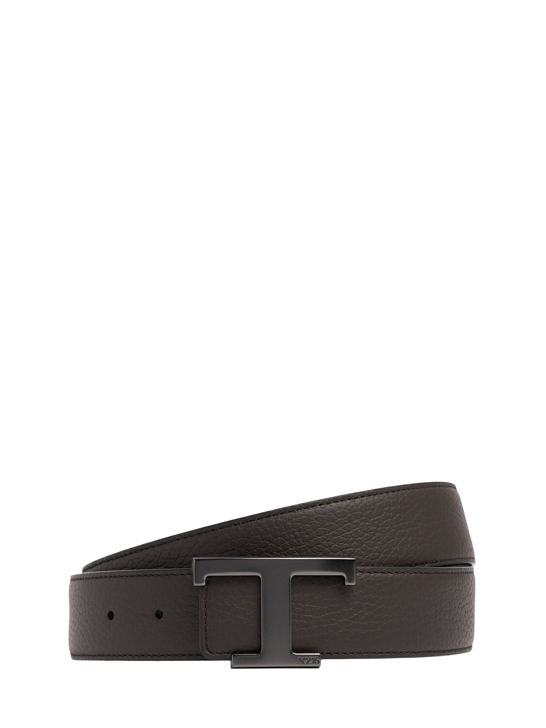 Shop Tod's 3.5cm T Logo Leather Belt In Black/brown