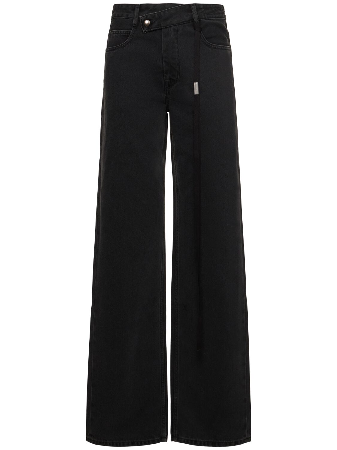 Ann Demeulemeester Meya Asymmetric Waist Denim Jeans In Faded Grey