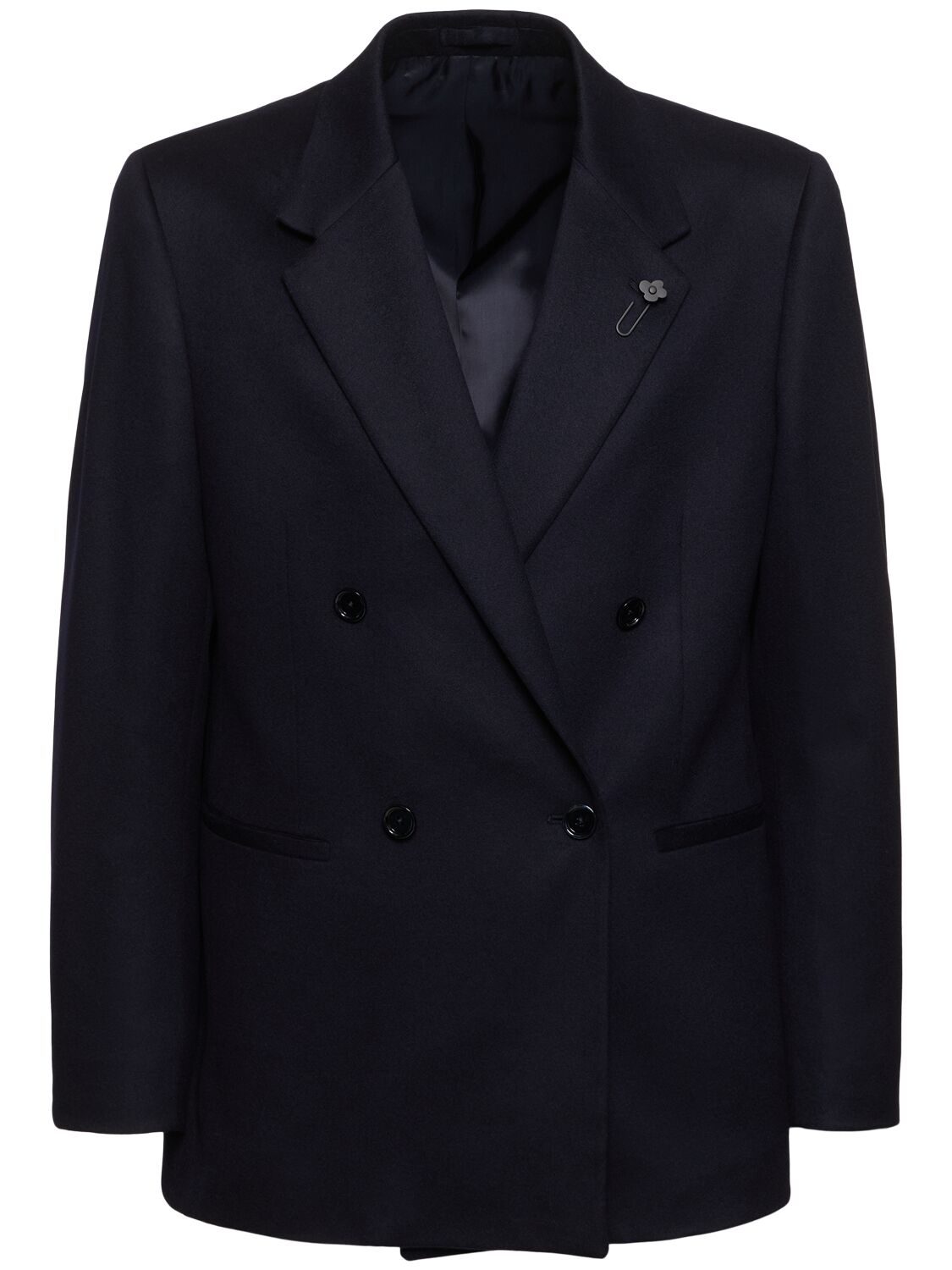 Lardini Feeling Double Breasted Wool Blazer In Blue