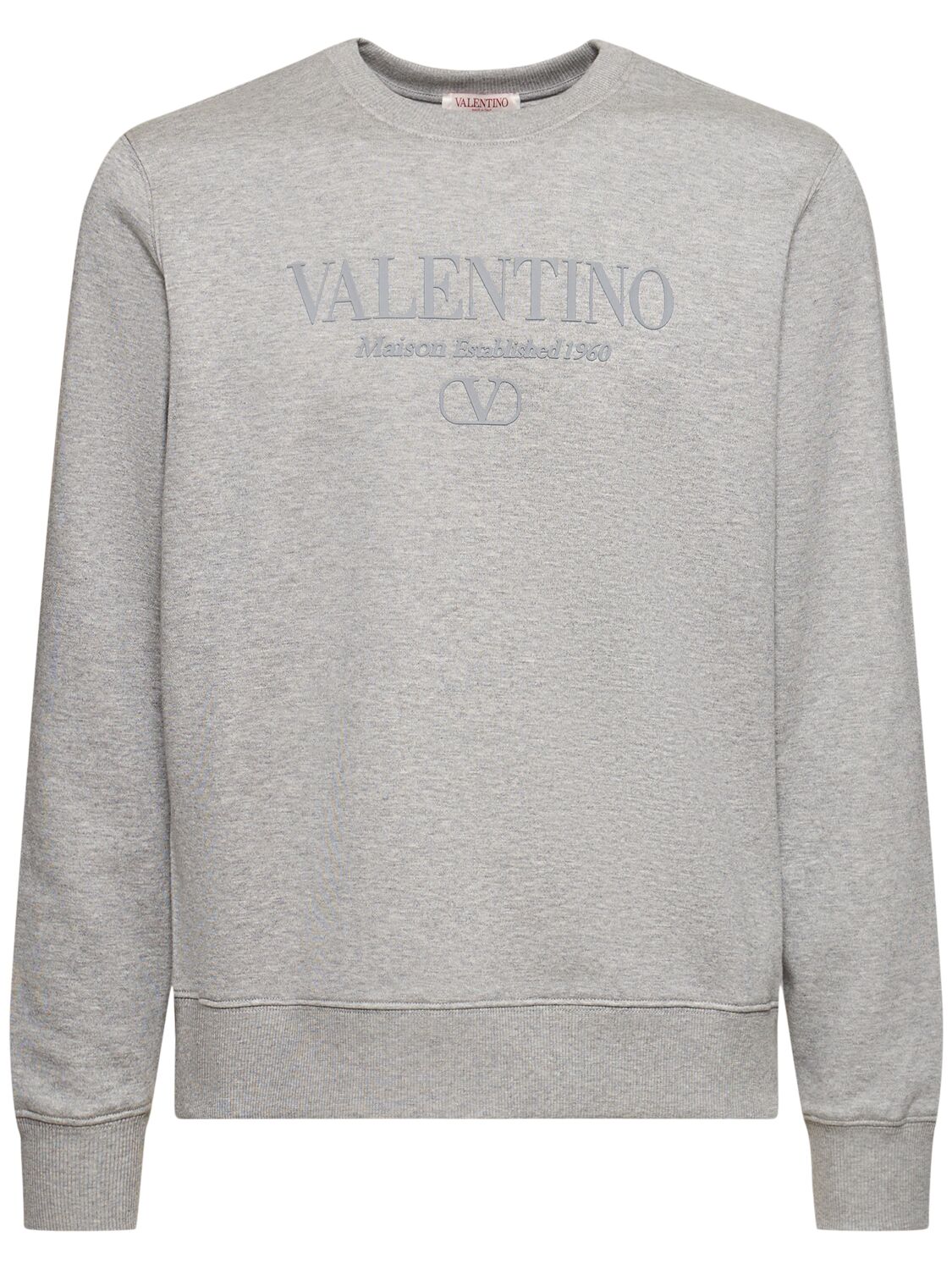 Valentino Logo Cotton Blend Jersey Sweatshirt In Gray