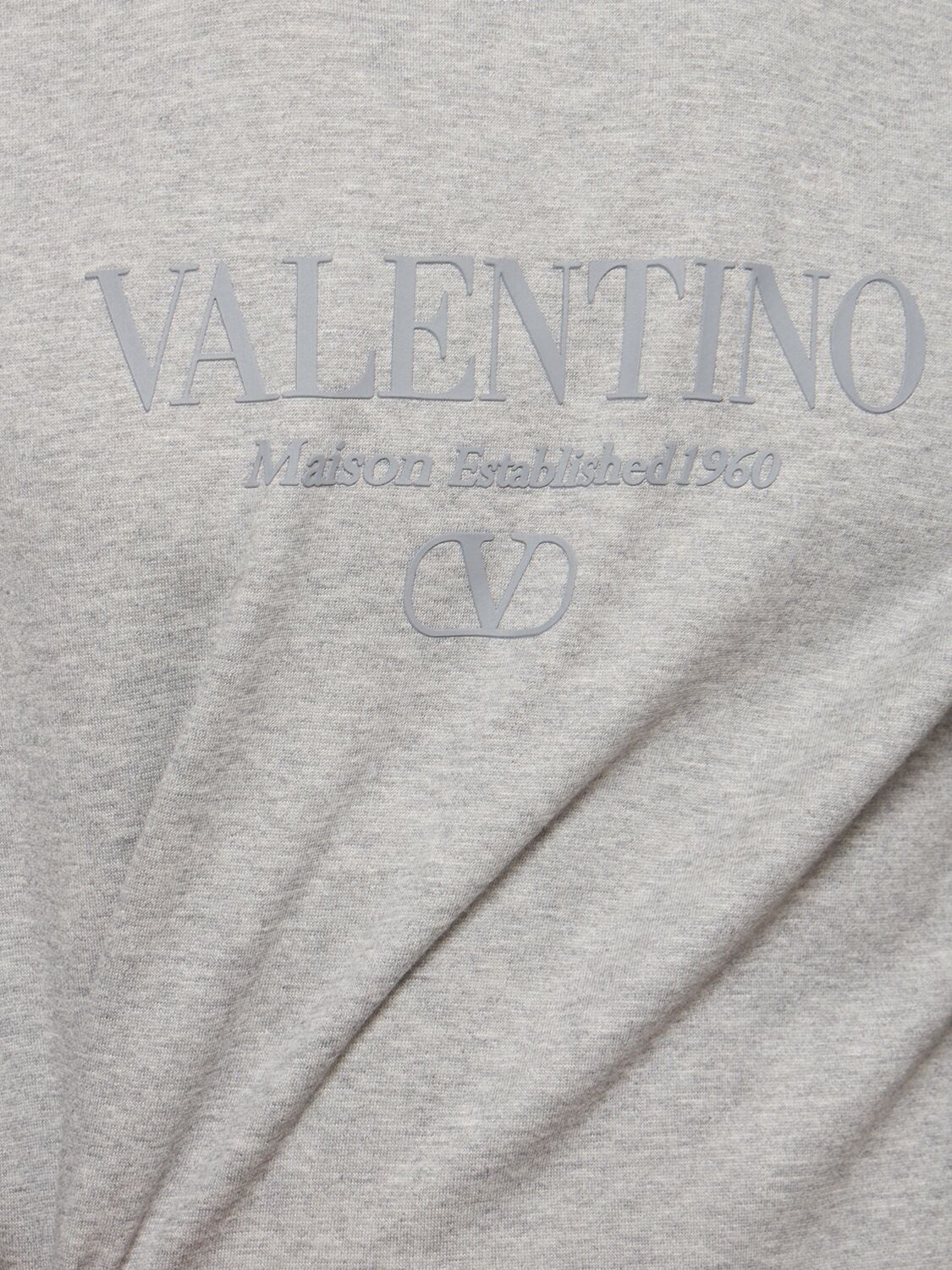 Shop Valentino Logo Cotton Blend Jersey Sweatshirt In Grey