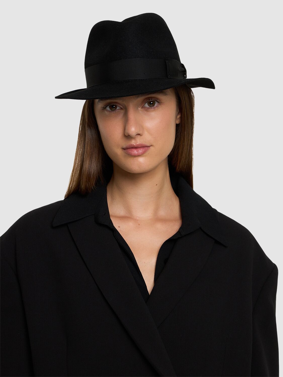 Shop Borsalino Brushed Felt Fedora Hat In Black