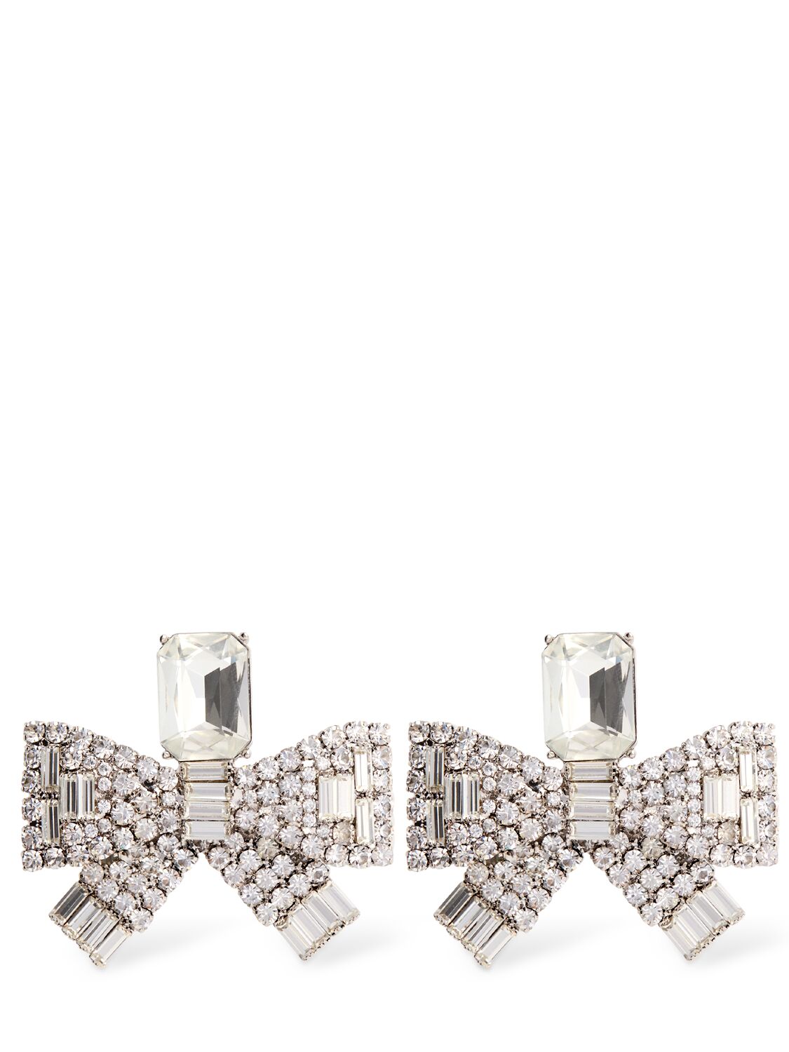 Self-portrait Small Crystal Bow Earrings In Neutral