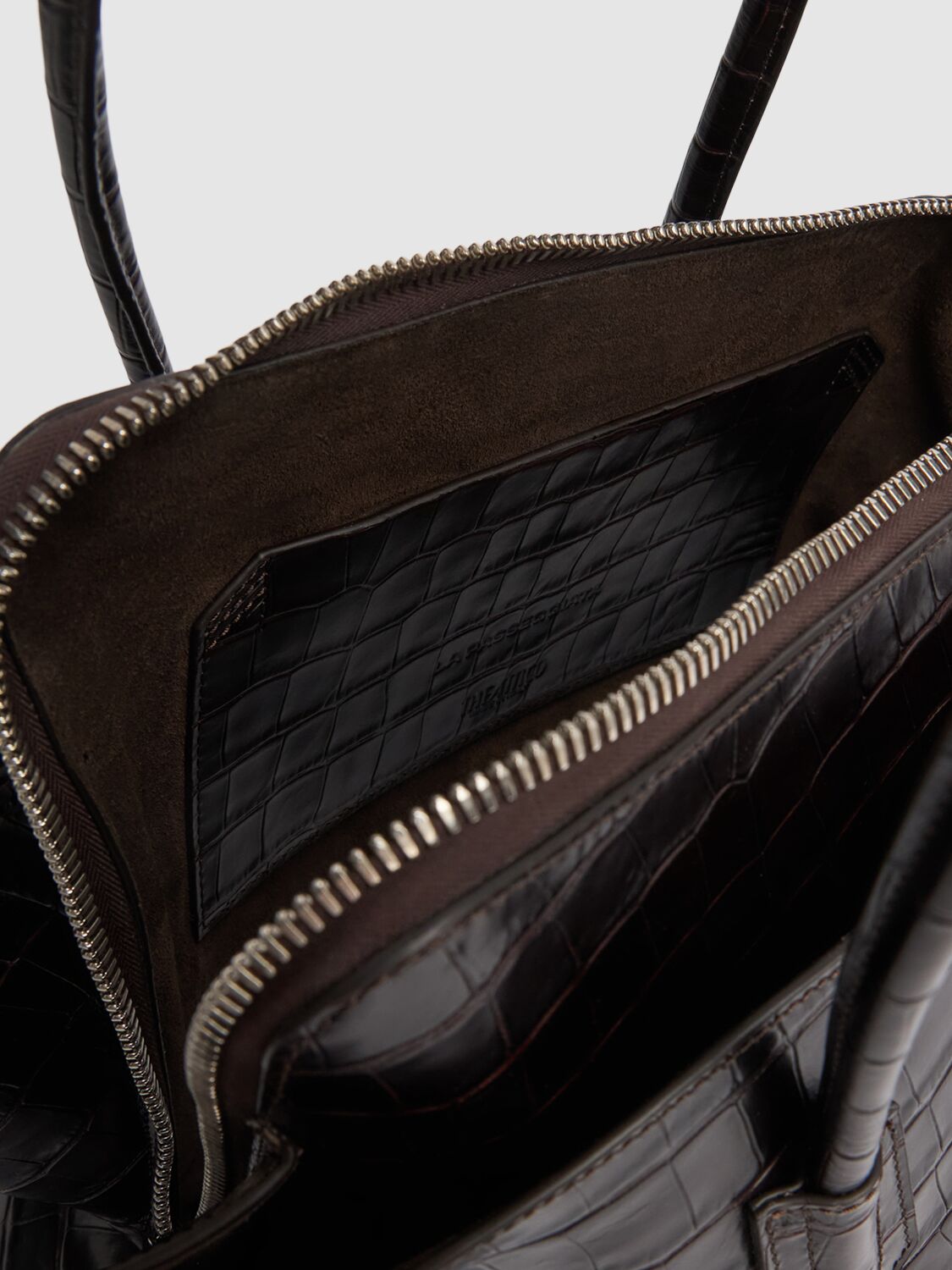 Attico La Passeggiata Embossed Leather Tote Bag In Brown