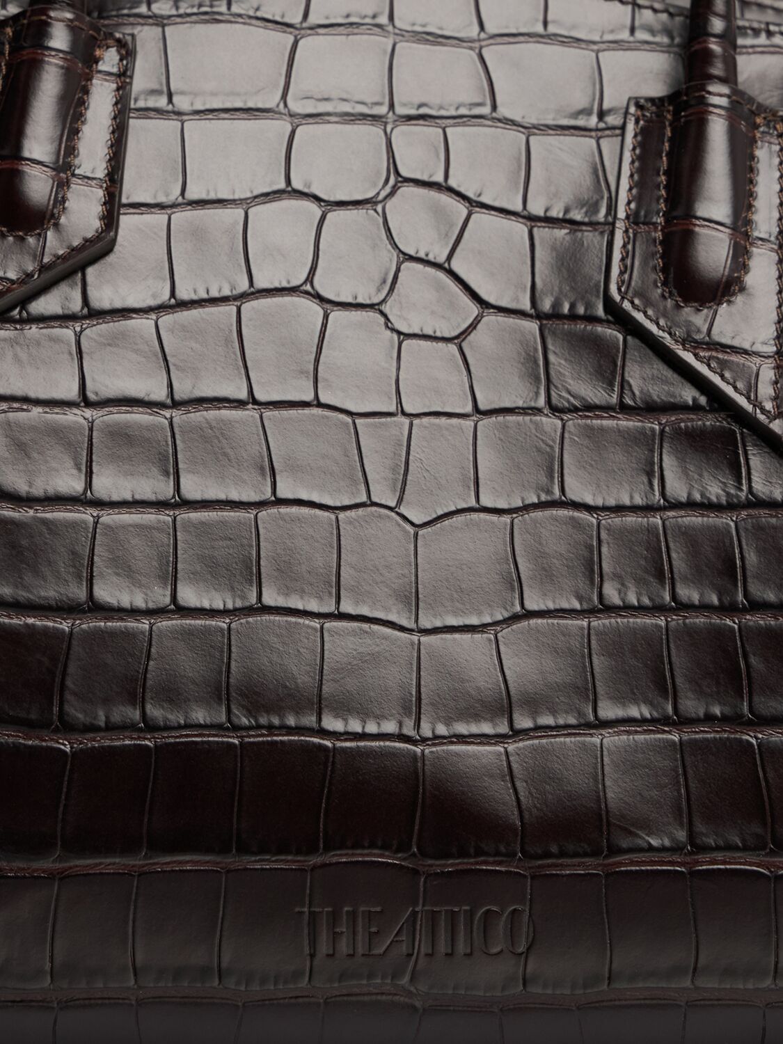 Attico La Passeggiata Embossed Leather Tote Bag In Brown