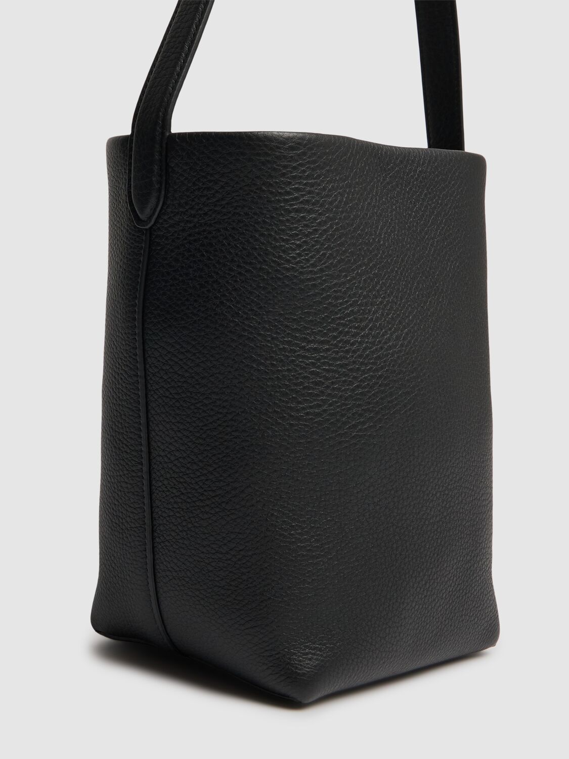 The Row Small Lux Grain Park Leather Tote Bag In Black