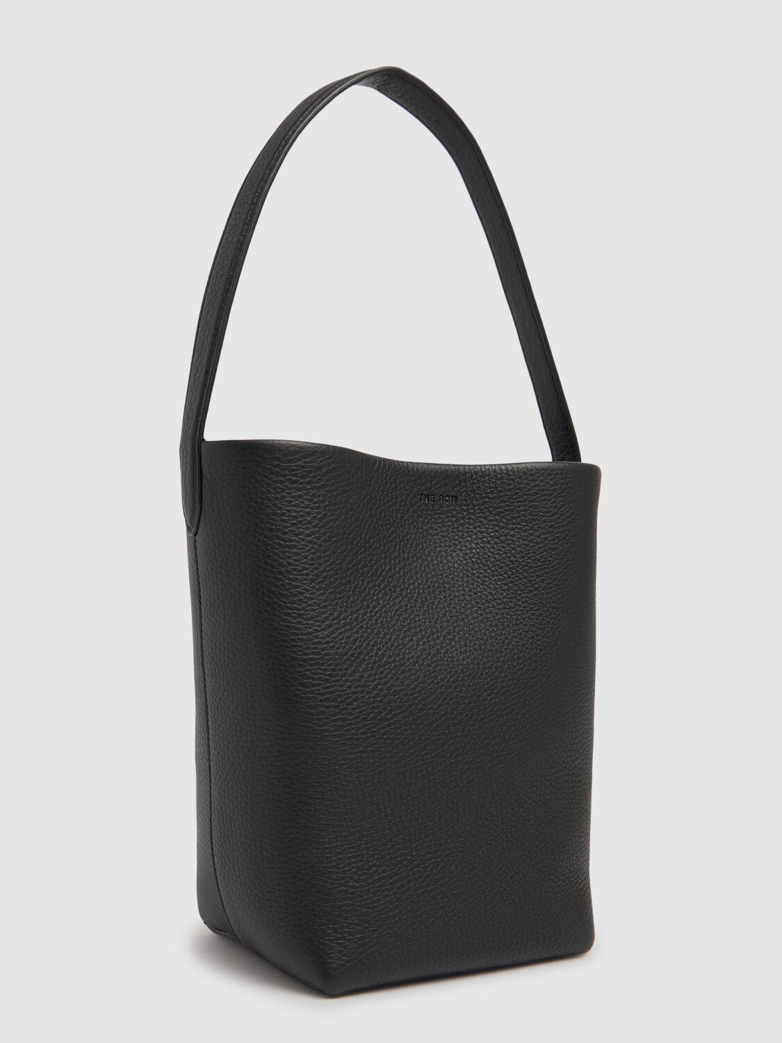 The Row Small Lux Grain Park Leather Tote Bag In Black