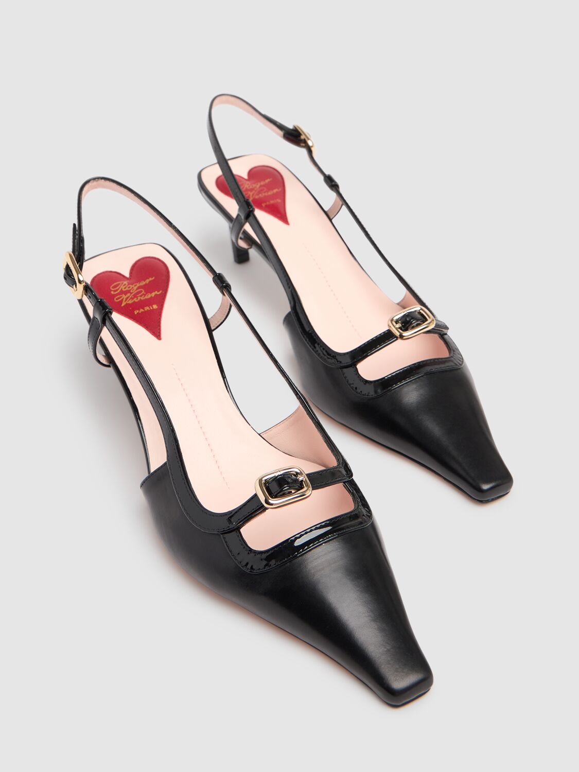 VIP【送料関税込】ROGER VIVIER MINI BUCKLE SLINGBACK PUMPS Roger Vivier Mini-buckle Leather Slingback Pumps In Black