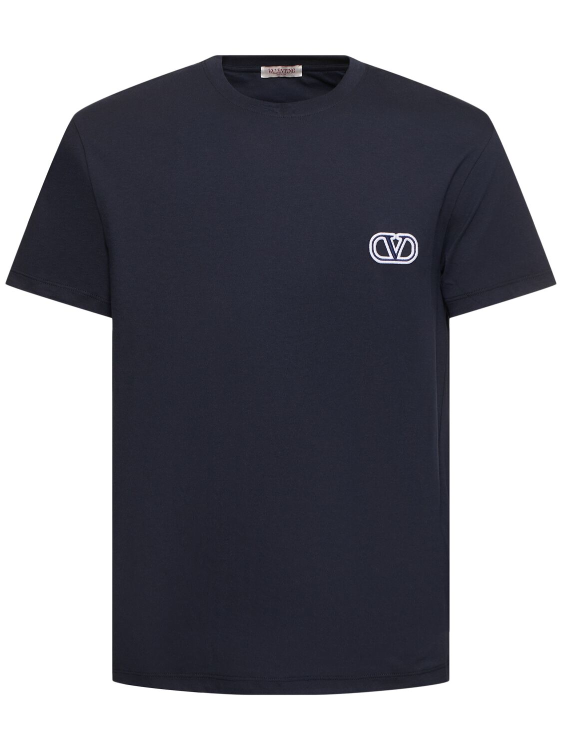 Valentino Regular Fit Cotton T-shirt With Logo In Blue