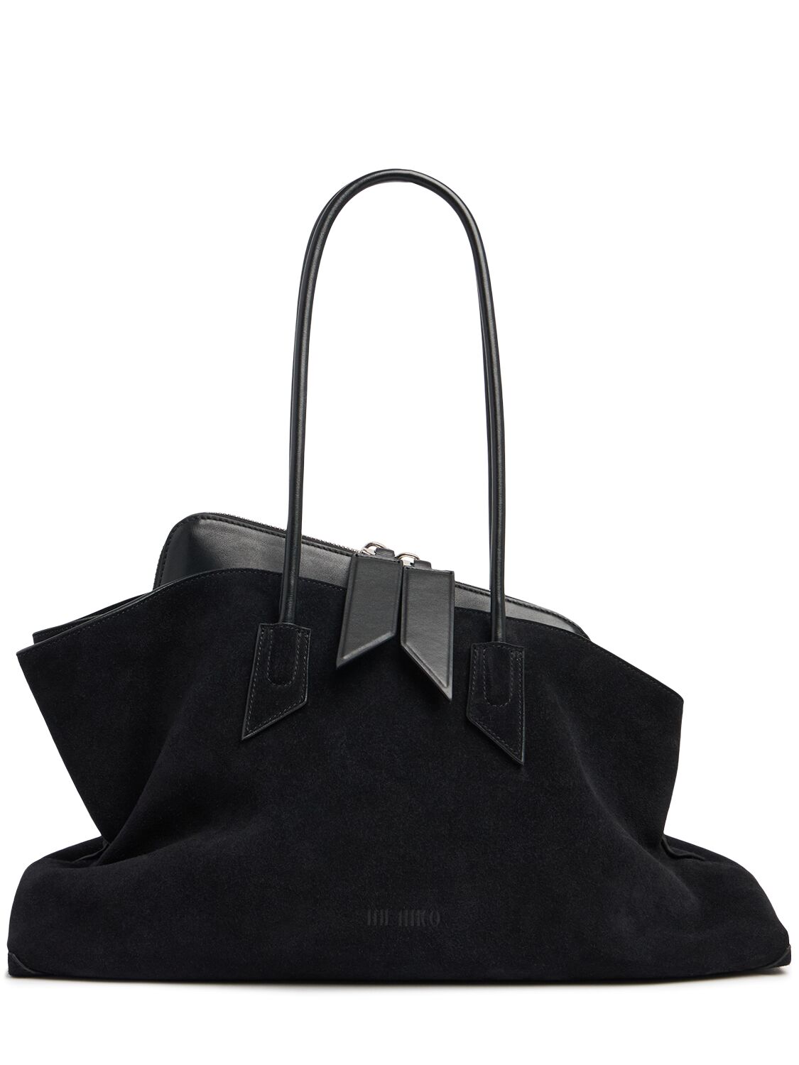 Attico La Passeggiata Suede Tote Bag In Black