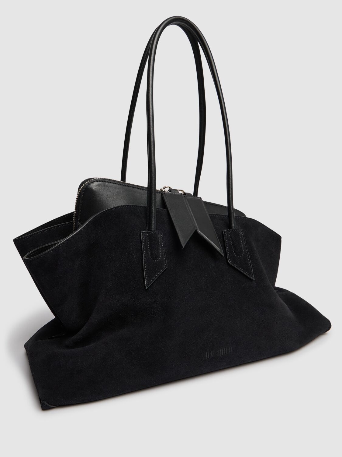 Shop Attico La Passeggiata Suede Tote Bag In Black