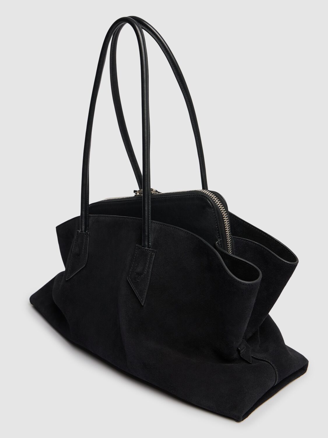 Shop Attico La Passeggiata Suede Tote Bag In Black