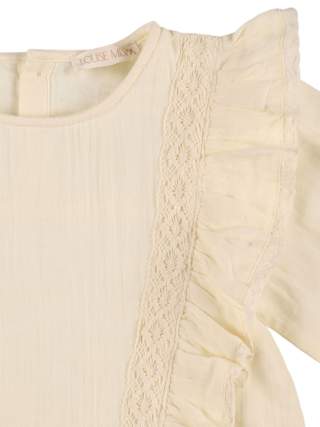 Shop Louise Misha Embroidered Organic Cotton Gauze Shirt In Beige