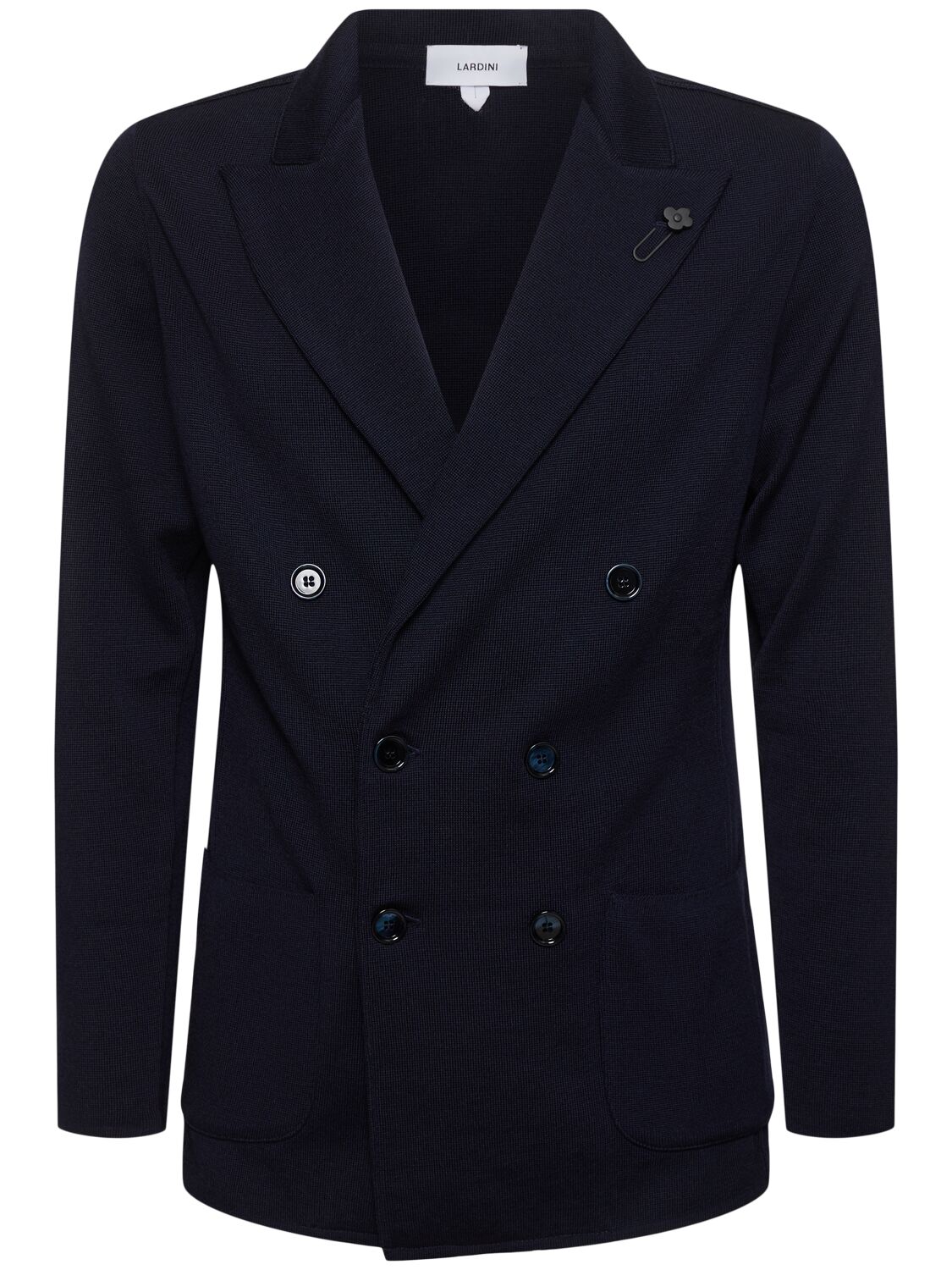 Lardini Wool Knitted Blazer In Blue