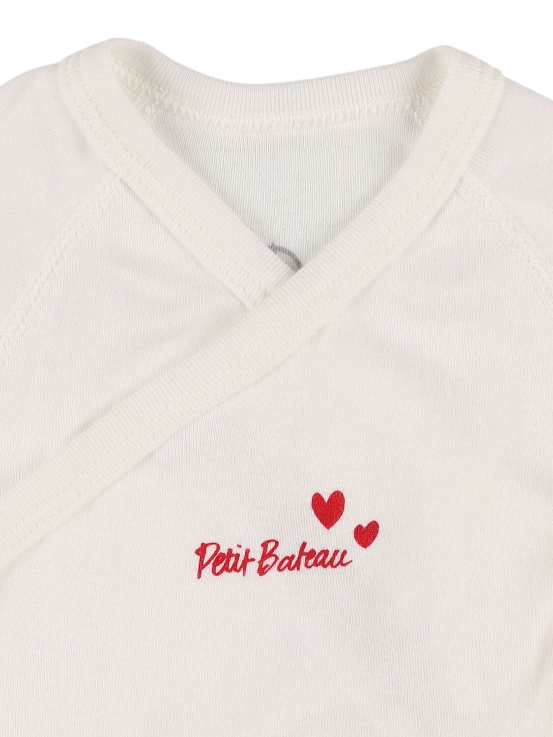 Shop Petit Bateau Set Of 3 Heart Cotton Bodysuits In Multicolor