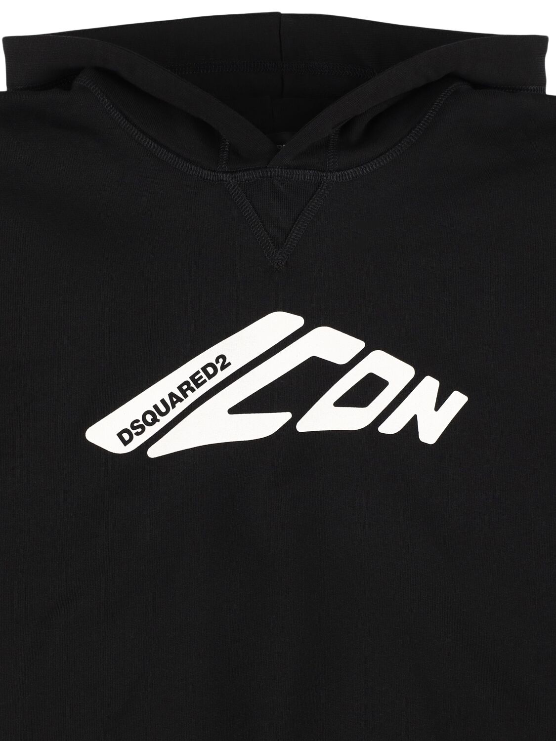 Dsquared2 Printed Cotton Hoodie In Black