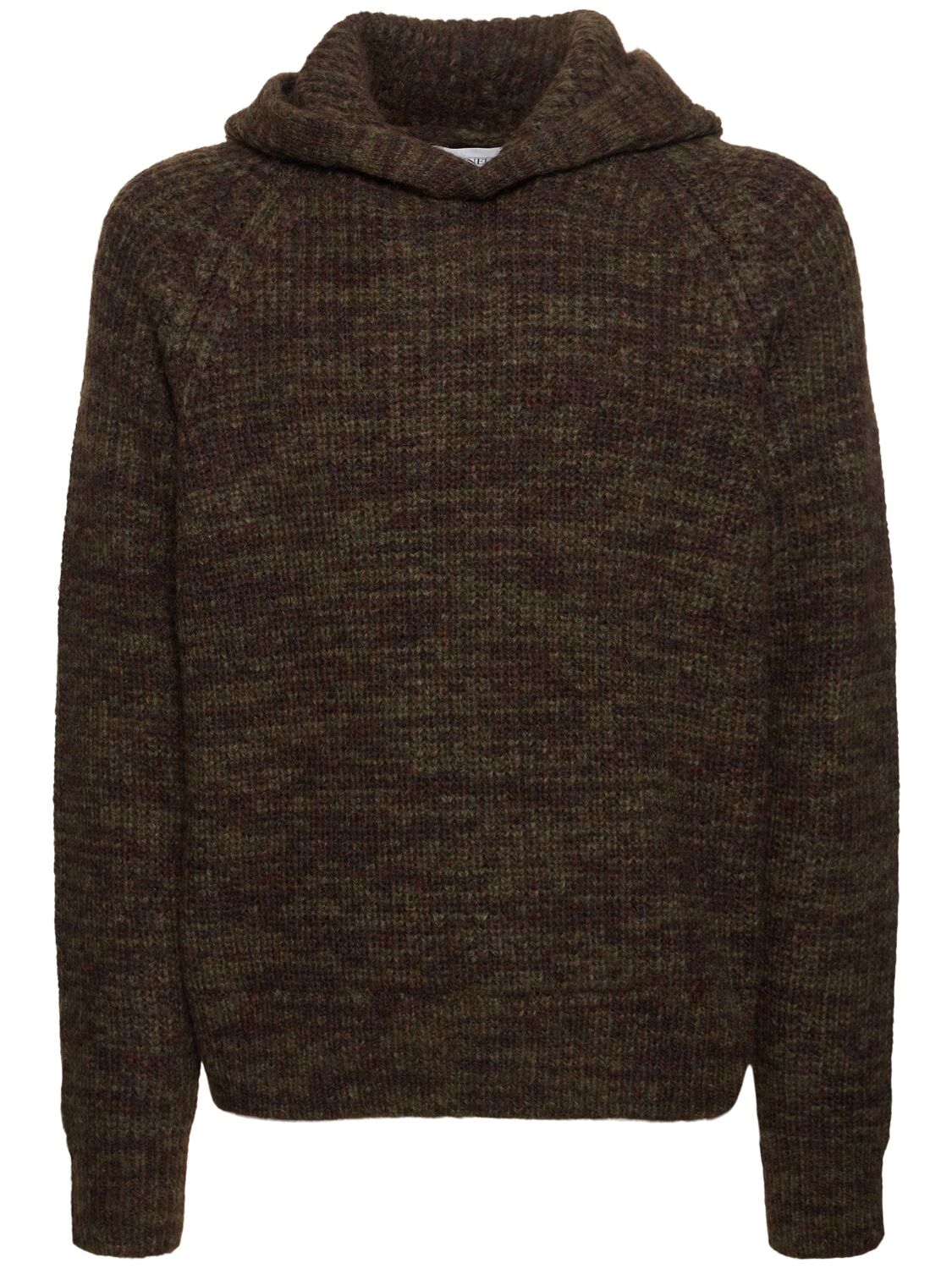 Laneus Knitted Hoodie In Military Green