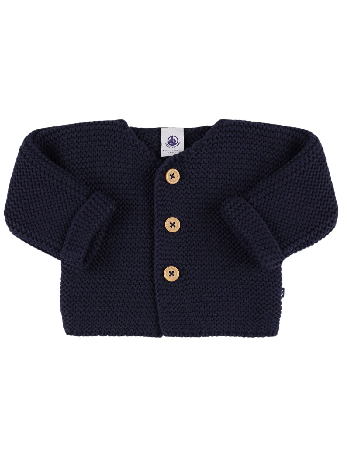 Petit Bateau Cotton Knit Cardigan In Dark Blue