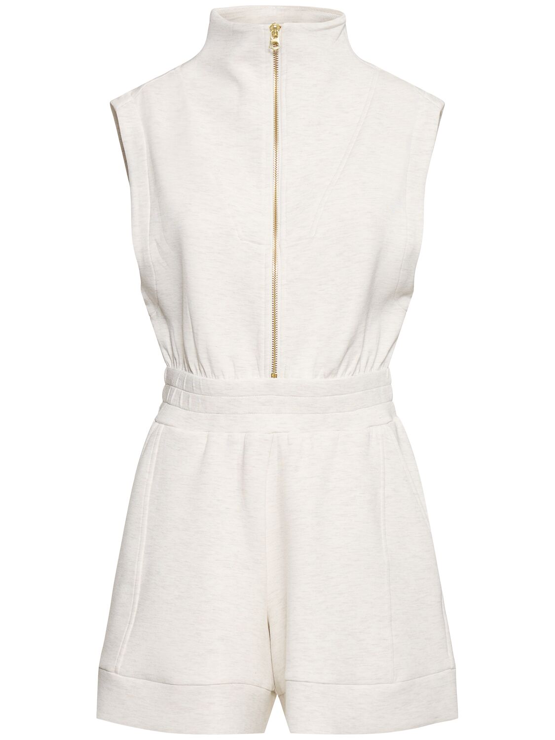 Shop Varley Linvale Zip-up Playsuit In Ivory Marl