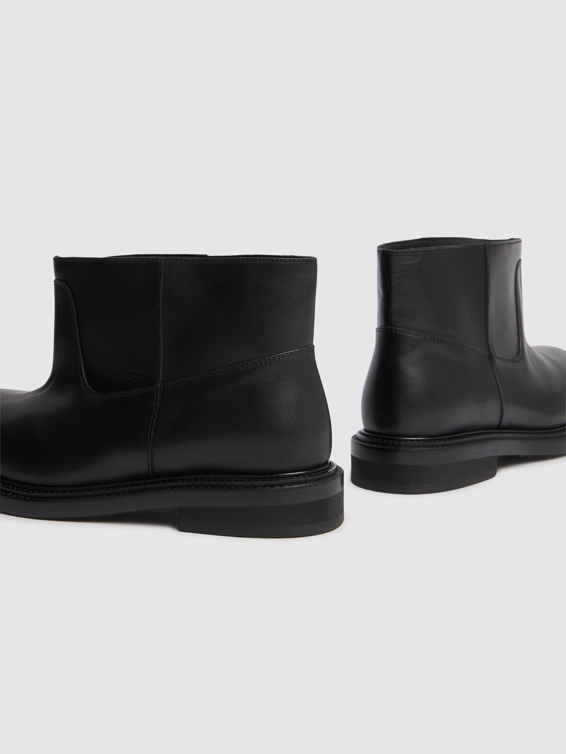 Shop Moschino 40mm Leather Flared Boots In Black