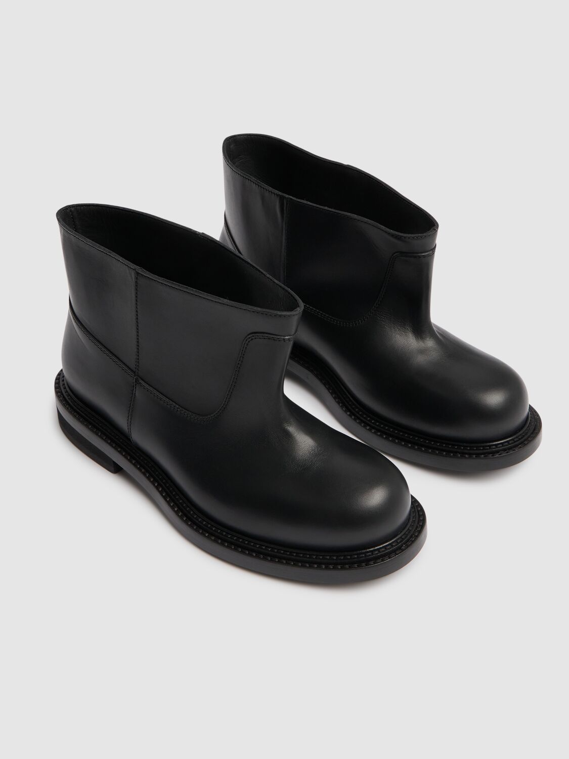 Shop Moschino 40mm Leather Flared Boots In Black