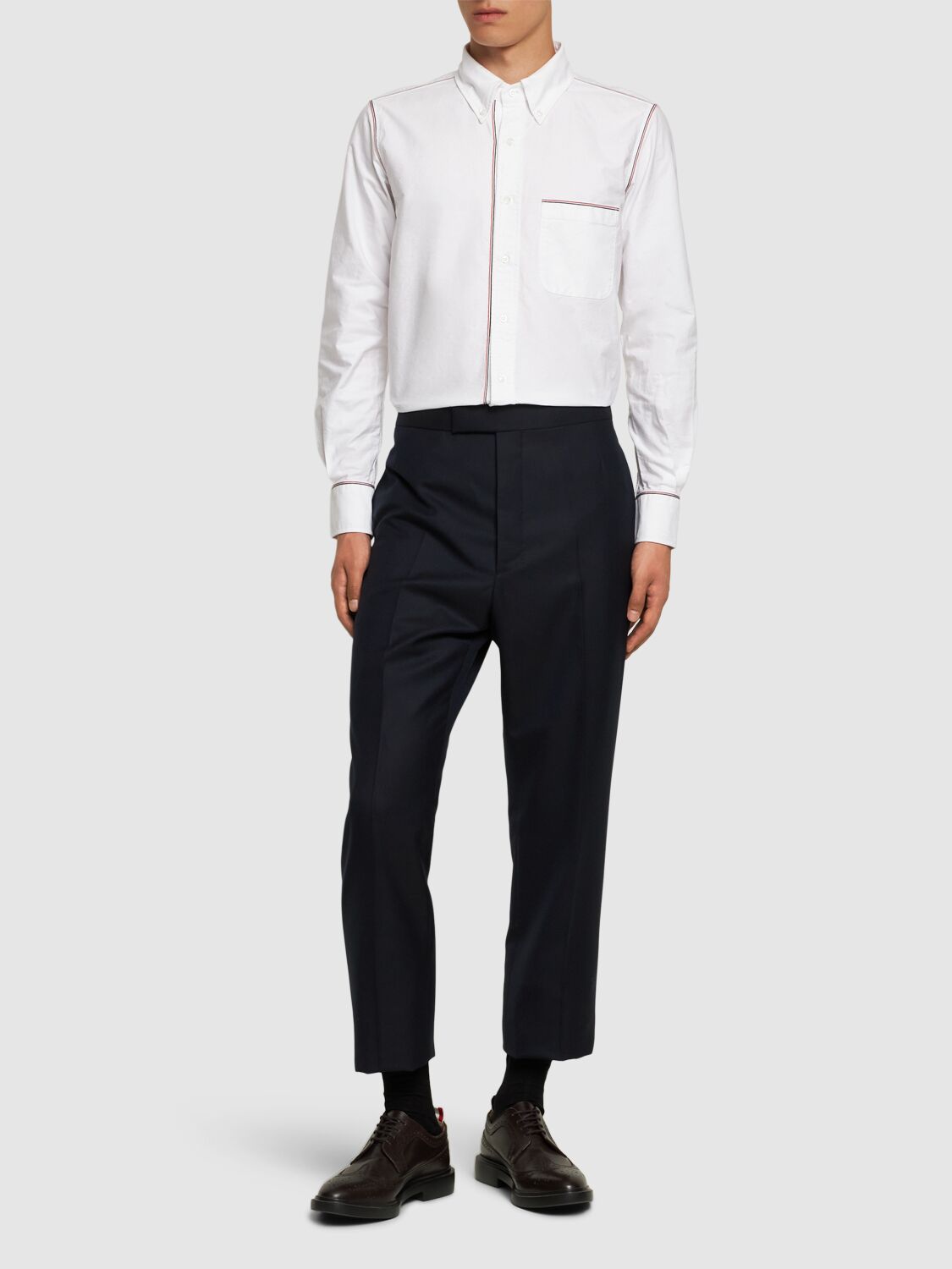 Shop Thom Browne Straight Fit Cotton Shirt In White