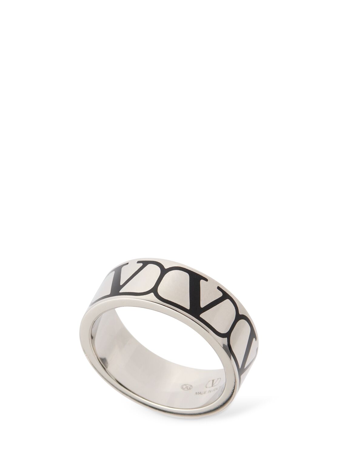 Valentino Garavani Toile Iconograph Band Ring In Metallic