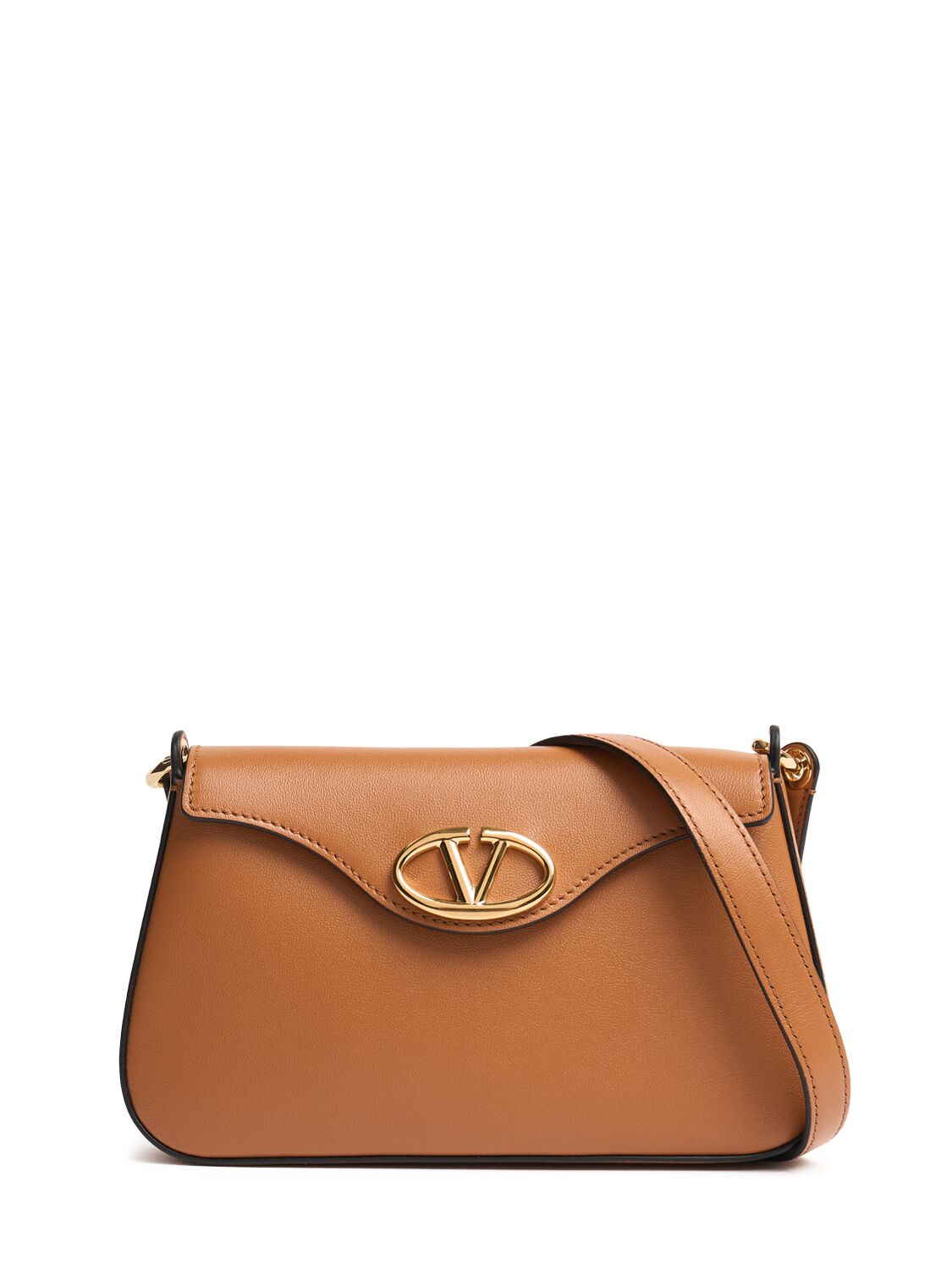 Shop Valentino Mini Vlogo Bold Leather Shoulder Bag In Almond Beige