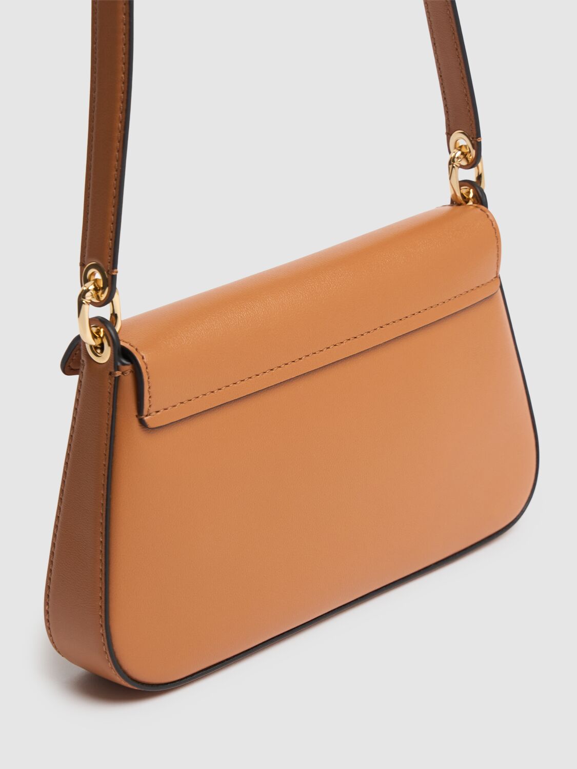 Shop Valentino Mini Vlogo Bold Leather Shoulder Bag In Almond Beige